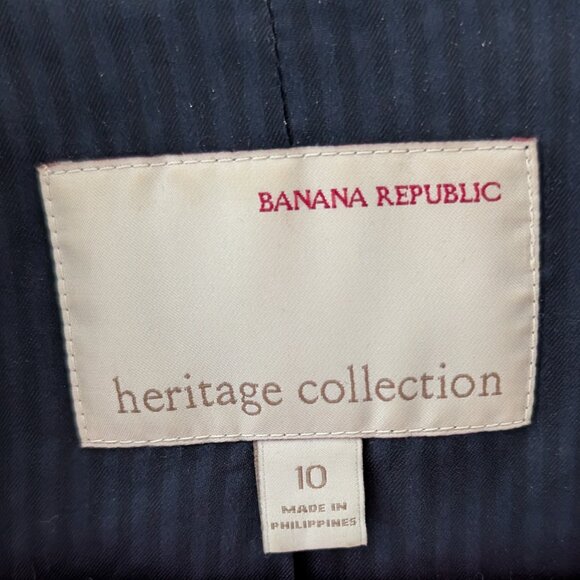 Women's Dark Blue Floral Banana Republic Heritage Collection Lean Blazer Sz 10 - Picture 4 of 9